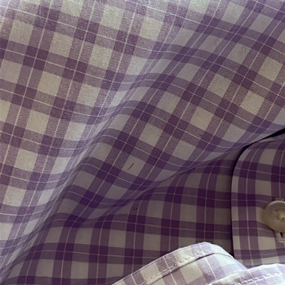 Banana Republic Slim Fit No-Iron Cotton Shirt Purple White Large - Picture 6 of 7